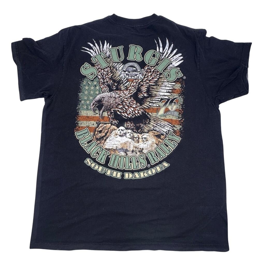 STURGIS 2016 black t-shirt men's  motorcycle graphic print front and back MEDIUM